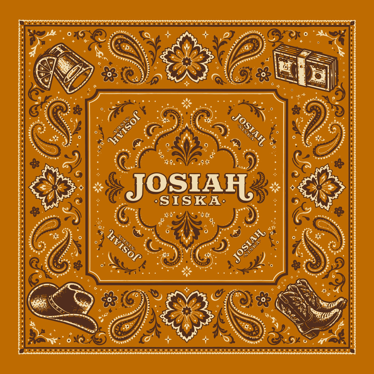 Josiah Siska burnt orange bandana flat proof